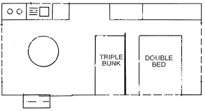 Plan of a conventional cabins at Edgewater Holiday Park