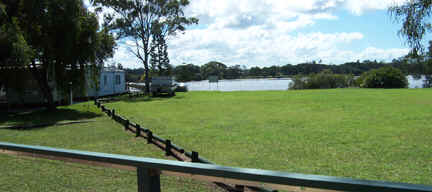 View of the Hastings River from a riverview cabin at Edgewater Holiday Park