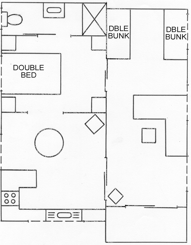 Fllor plan of mobile unit 103 at Edgewater Holiday Park